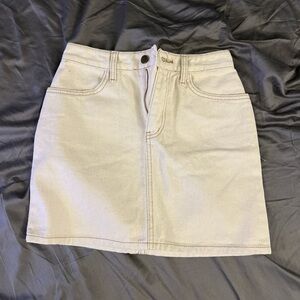 mini white denim skirt